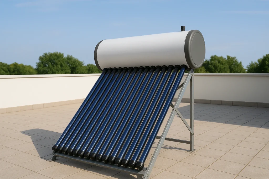 Solar water heater installation by Hami Technologies – reliable solar company in Kerala offering energy-efficient hot water solutions.