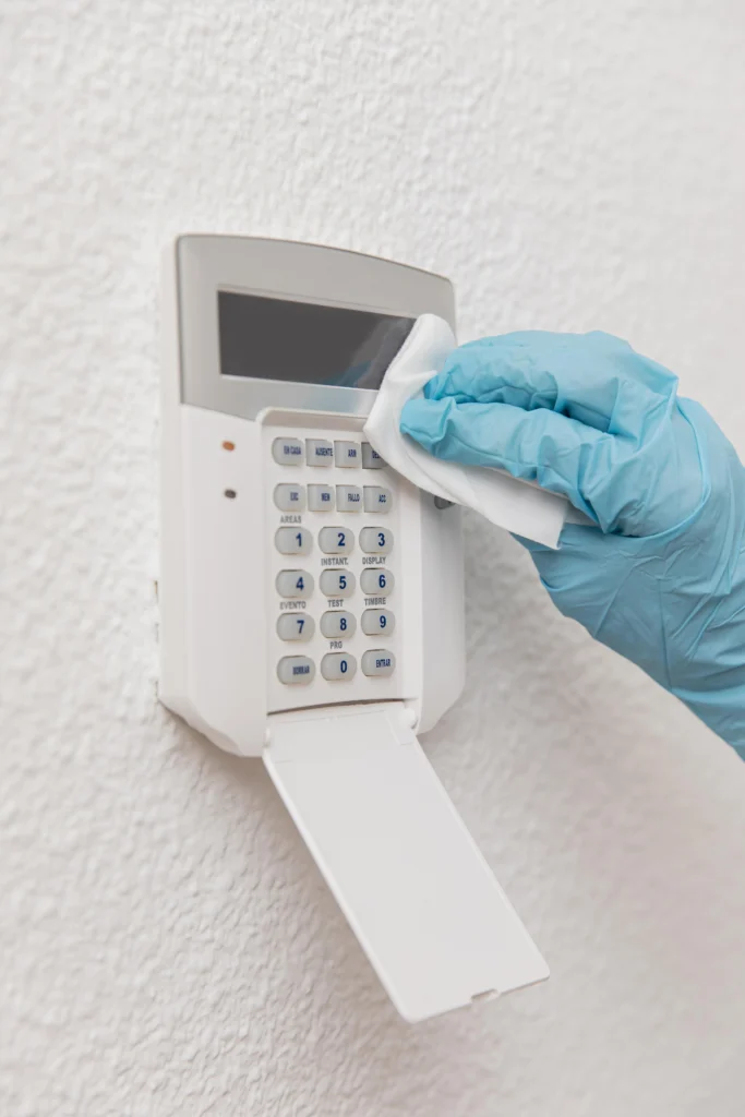 Control button panel for operating security alarm systems in Kerala