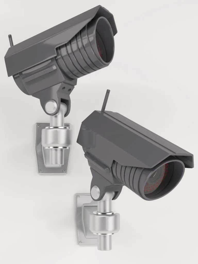 Pair of CCTV camera units demonstrating security camera installation, providing expert CCTV services in Kerala by Hami Technologies for enhanced safety and surveillance.